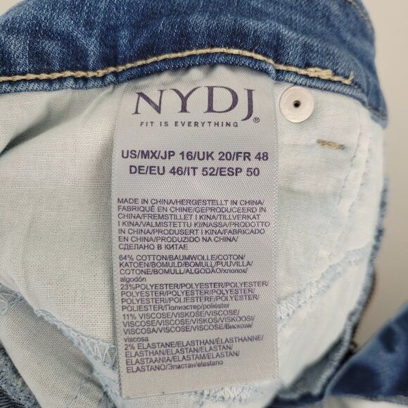 NYDJ Marilyn Straight Jeans Crop High Rise Stretch Contrasting Hem Blue Size 16 - Picture 10 of 12